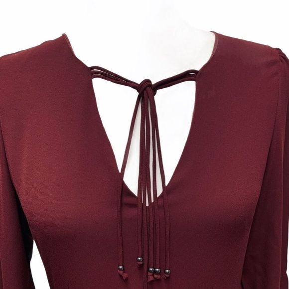 SAM EDELMAN NWT Bell Sleeve A-Line Dress Burgundy Red 4 - Picture 5 of 14